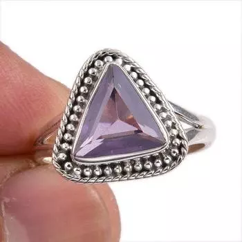 Natural Alexandrite Gemstone 925 Solid Sterling Silver Jewelry Ring Size 8 R4Z85