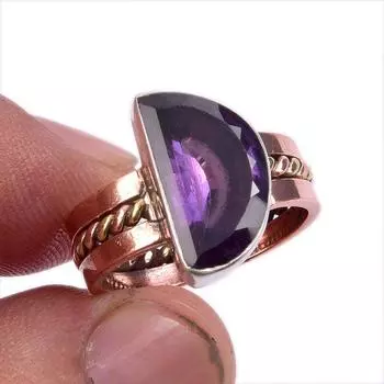 Natural Alexandrite Gemstone Two Tone 925 Sterling Silver Jewelry Ring S.6 G1g43