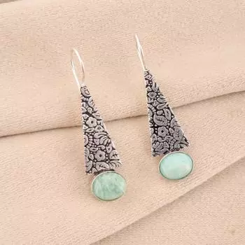 Natural Amazonite Gemstone 925 Sterling Silver Jewelry Handmade Earrings 1.9 EE-165-35