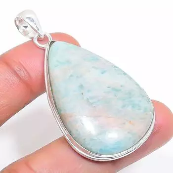 Natural Amazonite Gemstone 925 Sterling Silver Jewelry Pendant 2.17 J8o90