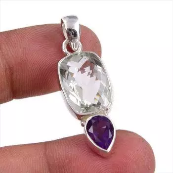 Natural Amethyst,Amethyst Gemstone 925 Sterling Silver Gift Pendant 1.50 c8g41