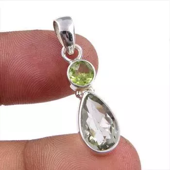 Natural Amethyst,Blue Topaz Gemstone 925 Sterling Silver Gift Pendant 1.25 M5A05