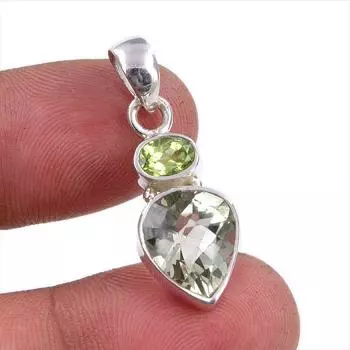 Natural Amethyst,Blue Topaz Gemstone 925 Sterling Silver Gift Pendant 1.25 v8i45