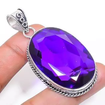 Natural Amethyst Gemstone 925 Sterling Silver Jewelry Pendant 2.36 Y6r20