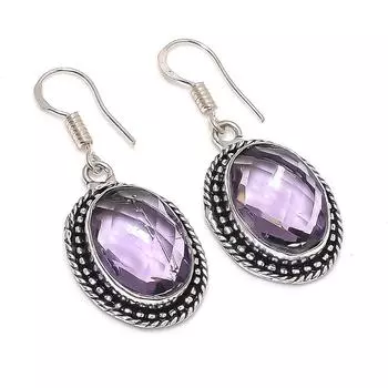 Natural Amethyst Gemstone 925 Sterling Silver Jewelry Earring 1.69 R4t42