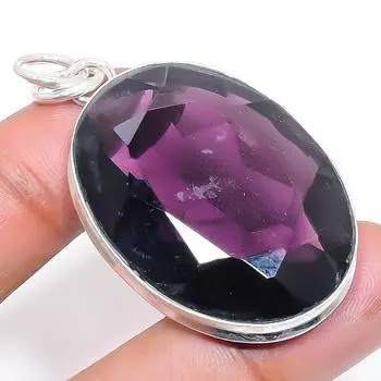 Natural Amethyst Gemstone 925 Sterling Silver Jewelry Pendant 2.05 q3b08
