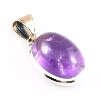 Natural Amethyst Gemstone 925 Sterling Silver Jewelry Two Tone Pendant 1.6 d8p05