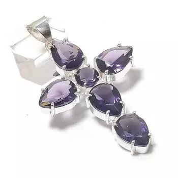 Natural Amethyst Gemstone 925 Sterling Silver Jewelry Pendant 2.48 H2g08