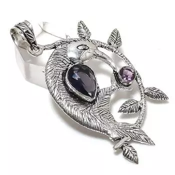 Natural Amethyst Gemstone 925 Sterling Silver Jewelry Pendant 2.56 C1E05