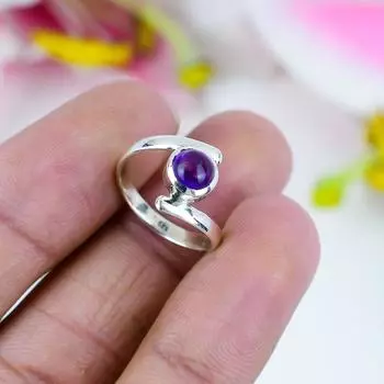 Natural Amethyst Gemstone Handmade 925 Solid Sterling Silver Gift Ring S.7 L5c50