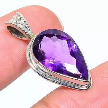 Natural Amethyst Gemstone Handmade 925 Solid Sterling Silver Pendant 1.18 E8G81