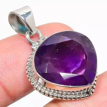 Natural Amethyst Gemstone Handmade 925 Solid Sterling Silver Pendant 1.25 i3v49