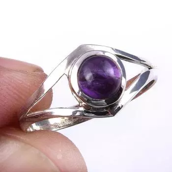 Natural Amethyst Gemstone Handmade 925 Solid Sterling Silver Ring Size 8 U4B45