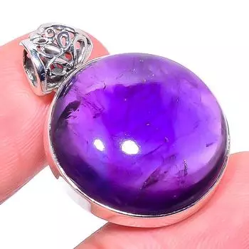 Natural Amethyst Gemstone Handmade 925 Solid Sterling Silver Pendant 1.26 l9i90