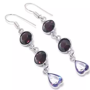 Natural Amethyst Gemstone Handmade 925 Sterling Silver Earring 2.36 w4w91