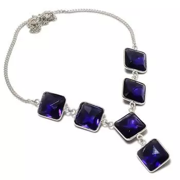 Natural Amethyst Gemstone Handmade 925 Sterling Silver Jewelry Necklace 18 s1y36