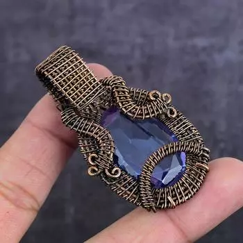 Natural Amethyst Gemstone Handmade Copper Wire Wrap Jewelry Pendant 2.56 R5P60