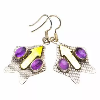 Natural Amethyst Hollow-Out Handmade 925 Sterling Silver Earrings 1.5 D3702
