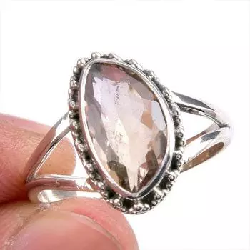 Natural Ametrine Gemstone Handmade 925 Solid Silver Jewelry Ring Size 9.5 k5F17