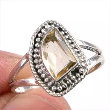 Natural Ametrine Gemstone Handmade 925 Solid Silver Jewelry Ring Size 7.5 J7C59