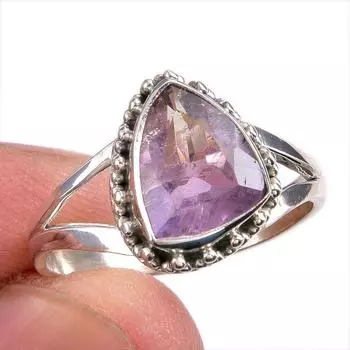 Natural Ametrine Gemstone Handmade 925 Solid Silver Jewelry Ring Size 8.5 j6k42