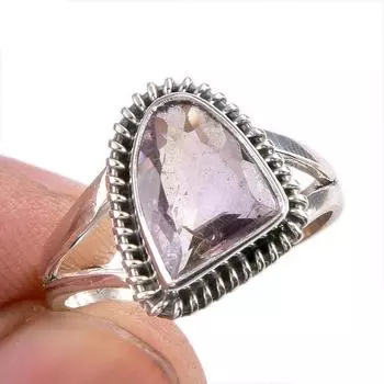 Natural Ametrine Gemstone Handmade 925 Solid Silver Jewelry Ring Size 8 R8M63