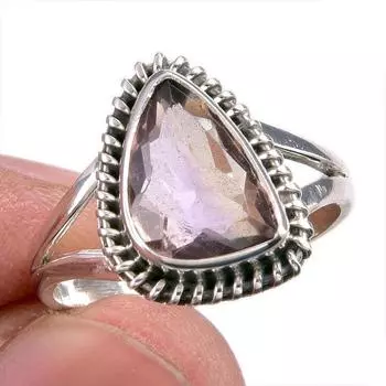 Natural Ametrine Gemstone Handmade 925 Solid Silver Jewelry Ring Size 8 h3e30