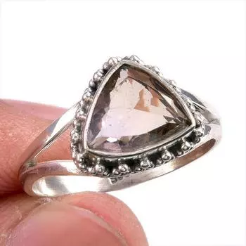 Natural Ametrine Gemstone Handmade 925 Solid Silver Jewelry Ring Size 8.5 e9z50