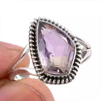 Natural Ametrine Gemstone Handmade 925 Solid Silver Jewelry Ring Size 8.5 m0c25