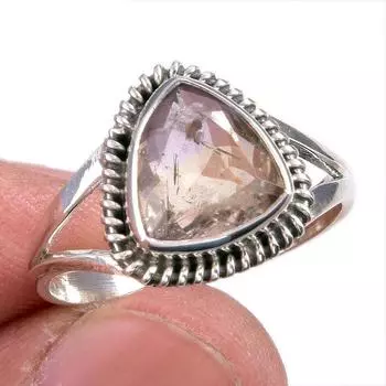 Natural Ametrine Gemstone Handmade 925 Solid Silver Jewelry Ring Size 9.5 l2B79