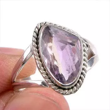 Natural Ametrine Gemstone Handmade 925 Solid Silver Jewelry Ring Size 5.5 F7y45