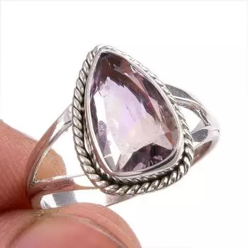 Natural Ametrine Gemstone Handmade 925 Solid Silver Jewelry Ring Size 8 Y7f13