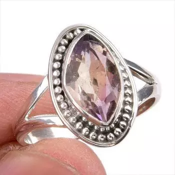 Natural Ametrine Gemstone Handmade 925 Solid Silver Jewelry Ring Size 8 a7t52