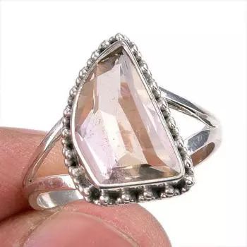 Natural Ametrine Gemstone Handmade 925 Solid Silver Jewelry Ring Size 9.5 a7Z28