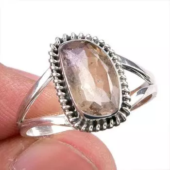 Natural Ametrine Gemstone Handmade 925 Solid Silver Jewelry Ring Size 10 A8g18