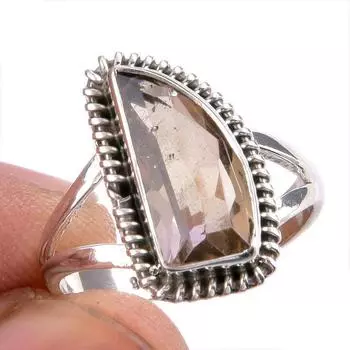 Natural Ametrine Gemstone Handmade 925 Solid Silver Jewelry Ring Size 6 I9G34
