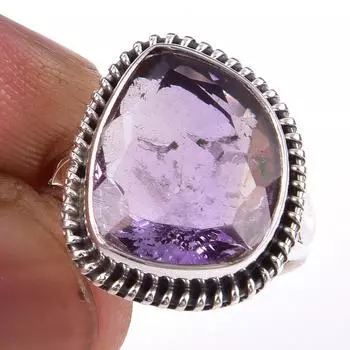 Natural Ametrine Gemstone Handmade 925 Solid Sterling Silver Ring Size 6 f6H26