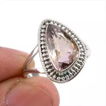 Natural Ametrine Gemstone Handmade 925 Solid Sterling Silver Gift Ring S.7 K1G87