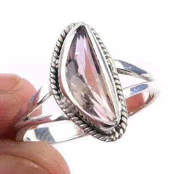 Natural Ametrine Gemstone Handmade 925 Solid Sterling Silver Ring Size 8 f5r81