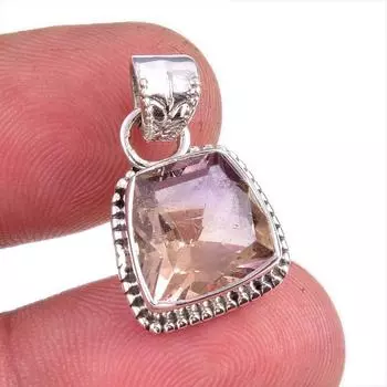 Natural Ametrine Gemstone Handmade 925 Solid Sterling Silver Pendant 1.25 W6o87