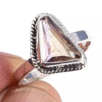 Natural Ametrine Gemstone Handmade 925 Solid Sterling Silver Ring Size 7 k0l44