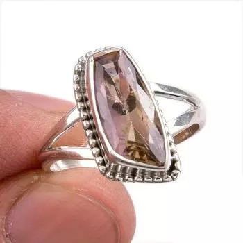 Natural Ametrine Gemstone Handmade 925 Solid Sterling Silver Gift Ring S.8 t2v95