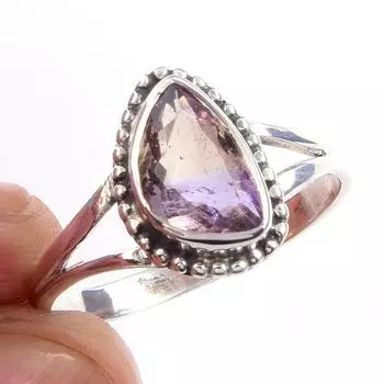 Natural Ametrine Gemstone Handmade 925 Solid Sterling Silver Ring Size 10 w0a07