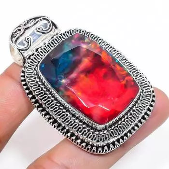 Natural Ammolite Opal Gemstone 925 Sterling Silver Jewelry Pendant 2.21 r1h48