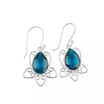 Natural Apatite Gemstone 925 Stamped Silver Handmade Jewelry Hook Earrings 1.70 EE-40-12
