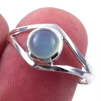 Natural Aqua Chalcedony Gemstone 925 Solid Sterling Silver Jewelry Ring S.8 I3b37