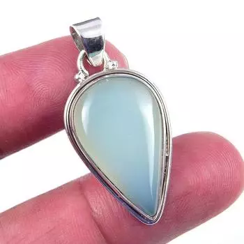 Natural Aqua Chalcedony Gemstone 925 Solid Sterling Silver Pendant 1.50 p0U04