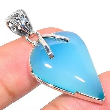 Natural Aqua Chalcedony Gemstone 925 Solid Sterling Silver Pendant 1.77 d7i52