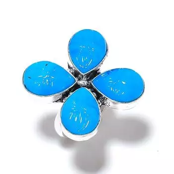 Natural Aqua Chalcedony Gemstone 925 Sterling Silver Gift Ring Size 7 P9Y78