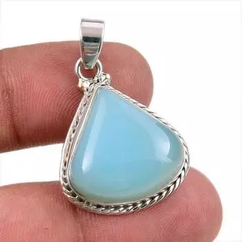Natural Aqua Chalcedony Gemstone Handmade 925 Solid Silver Pendant 1.50 v6l75